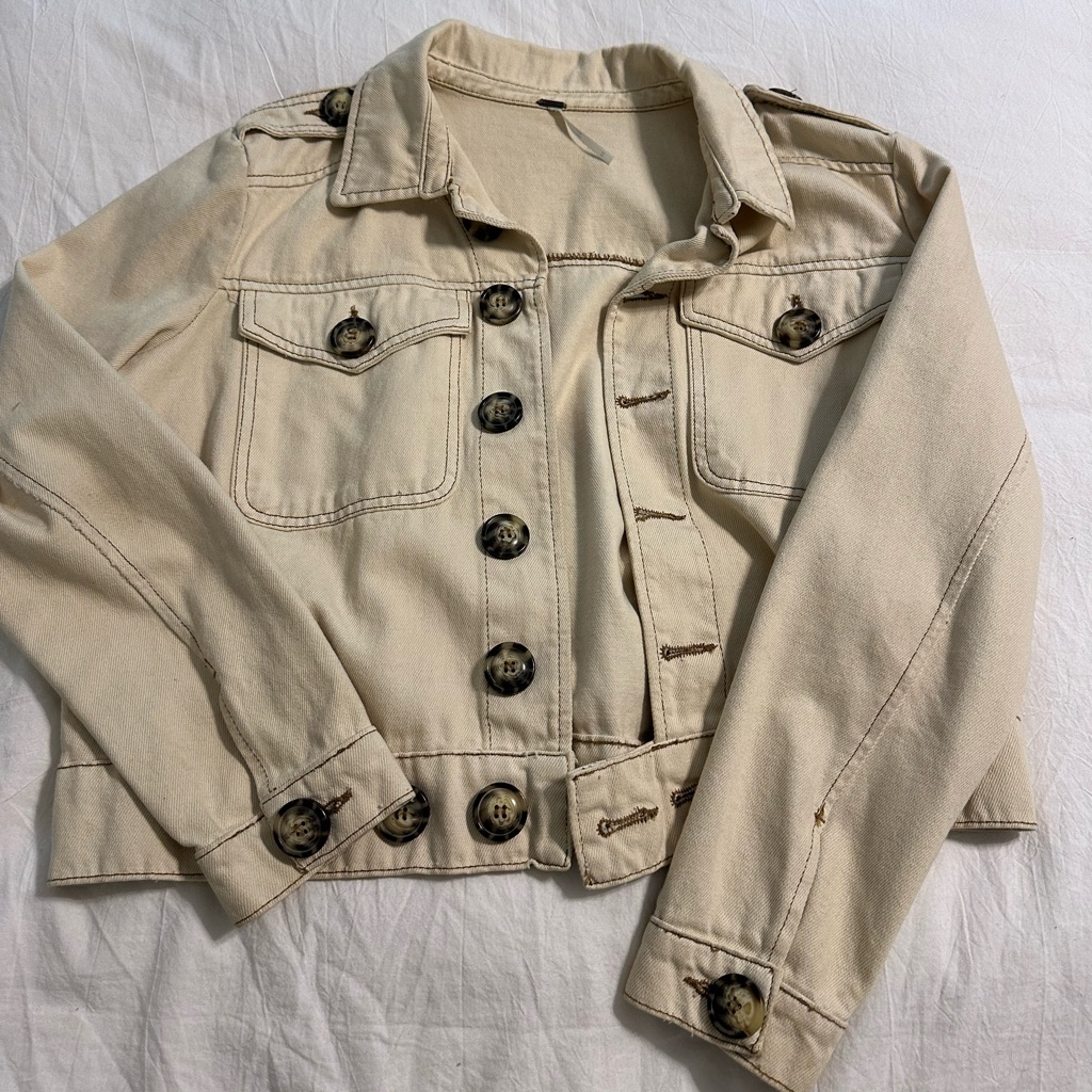 Free People Oversized Button Cropped Denim Jacket